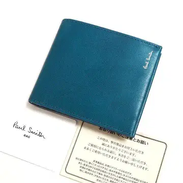 새상품 폴스미스 지갑 천연 가죽 두겹 지갑 멀티 스트라이프 터콰이즈