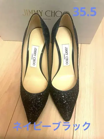 JIMMY CHOO 네이비 블랙 글리터 펌프스 35.5