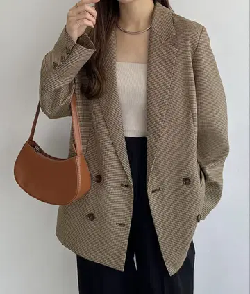 callautia 더블 버튼 테일러드 자켓 브라운 L
