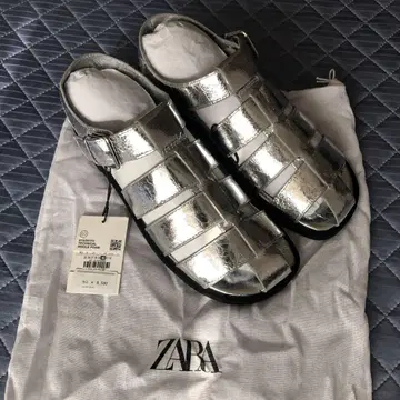 ZAR 실버 메탈릭 샌들 40