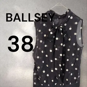 BALLSEY 블라우스 38 도트 슬리브리스 리본 실크