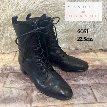 새상품급 요시토 레이스업 부츠 숏 천연 가죽 신발 22.5cm