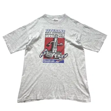 90s 유로 리복 로드 워크 티셔츠 M 멜란지 그레이