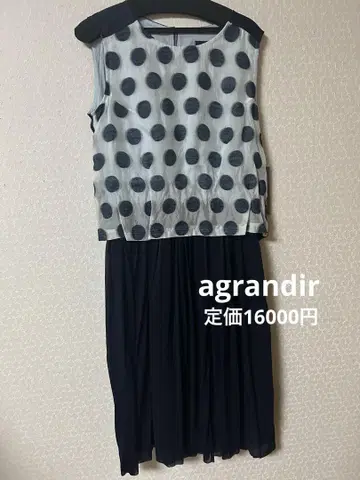 물방울 패턴 슬리브리스 원피스 38 드레이프 플리츠 스커트