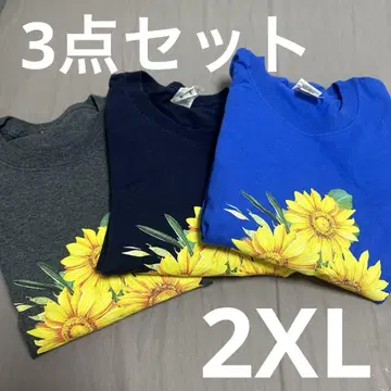 3개 세트 해바라기 프린트 긴팔 티셔츠 파랑