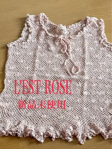 인기 미사용 새상품 L'EST ROSE 프릴 플라워 모티브 베스트 핑크