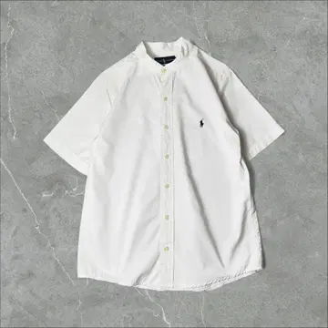 Ralph Lauren CLASSIC FIT 밴드 카라 반팔 셔츠 화이트