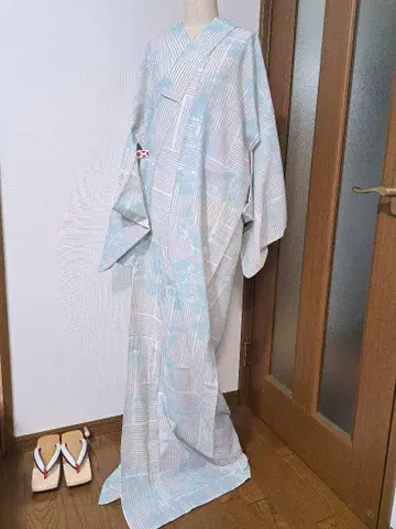 유카타 세오 알파 변형 격자 무늬 꽃무늬 엉겅퀴? 국화? 여름 기모노
