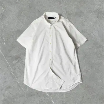 Ralph Lauren 자수 로고 시어서커 반팔 BD 셔츠 L 화이트