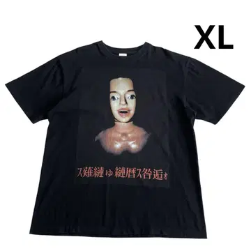 NUNUGUM 티셔츠 XL 블랙 프린트 코튼 괴담 호러 프린트 스타