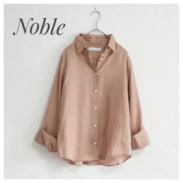 새상품급 Noble 린넨 셔츠 핑크 38 노블