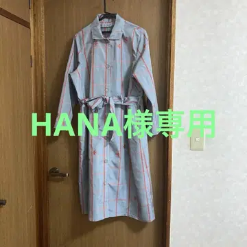 실크 오메시 그레이와 오렌지 체크 무늬 셔츠 원피스