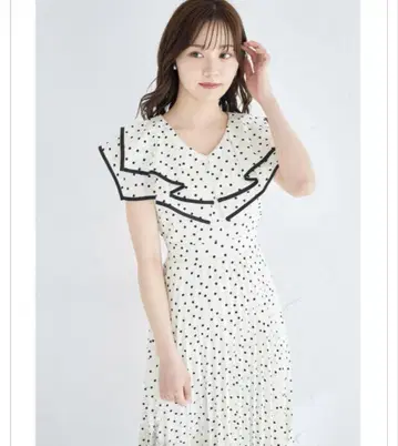 토코 클로젯 허리 리본 포함 도트 빅 칼라 플리츠 원피스