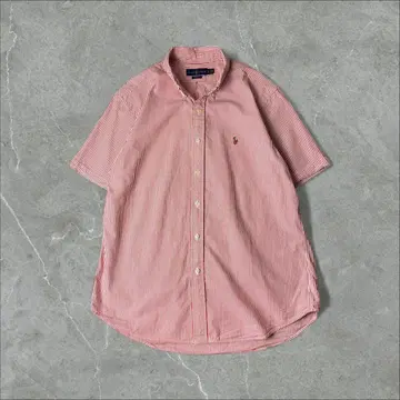 Ralph Lauren 자수 로고 시어서커 스트라이프 반팔 BD 셔츠 L