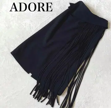 새상품급 ADORE 어도어 2way 블랙 프린지 스커트 사이즈 38