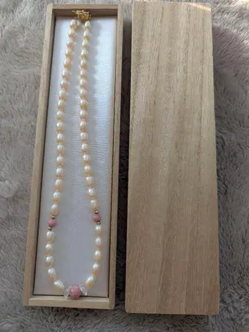 담수 진주 목걸이 핑크 스톤 펄 진주 목걸이 진주