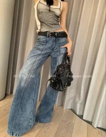 SUNYONE 와이드 레그 데님 팬츠