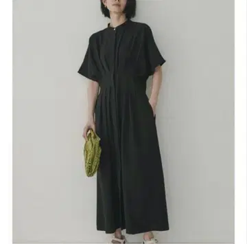 코토리카 린넨 라이크 허리 턱 원피스 셔츠 원피스 M 블랙