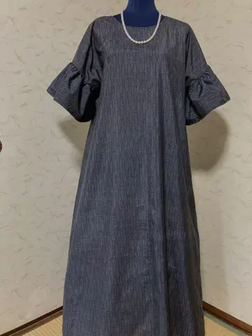 오시마 명주 기모노 리메이크 롱 피스