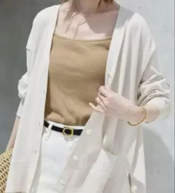 미사용 SLOBE IENA 아이스 코튼 V넥 가디건