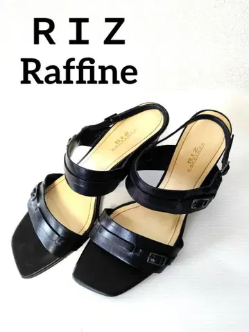 RIZRaffine 블랙 가죽 샌들 23.5cm