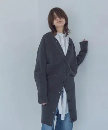 DRESSLAVE 턱 디자인 롱 가디건)
