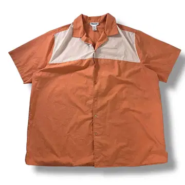 KINGSIZE 구제 의류 오픈 카라 셔츠 로커빌리 투톤 오렌지