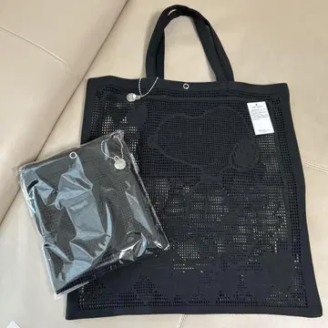 긴자 미쓰코시 스누피 전  콘자카 레이스 토트백 블랙