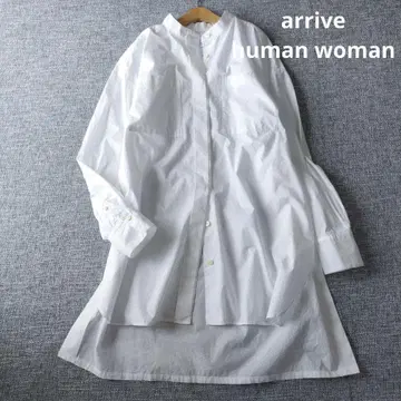 얼라이브 휴먼 우먼 밴드 카라 셔츠 튜닉 오버 사이즈