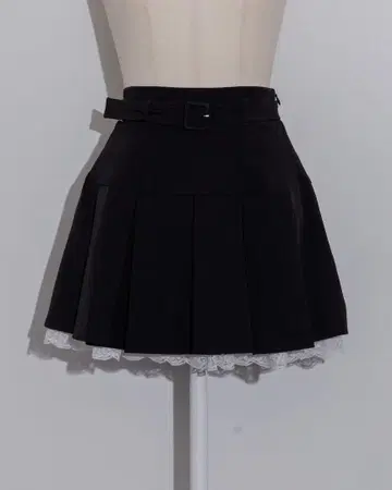 pium 벨트 플리츠 프릴 미니 스커트