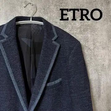 새상품급 에트로 ETRO 전체 안감 네이비 테일러드 자켓 48