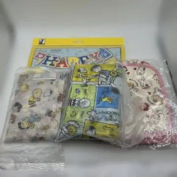 스누피 벙어리 장갑 에코백 해피 벌스데이 배너 세트