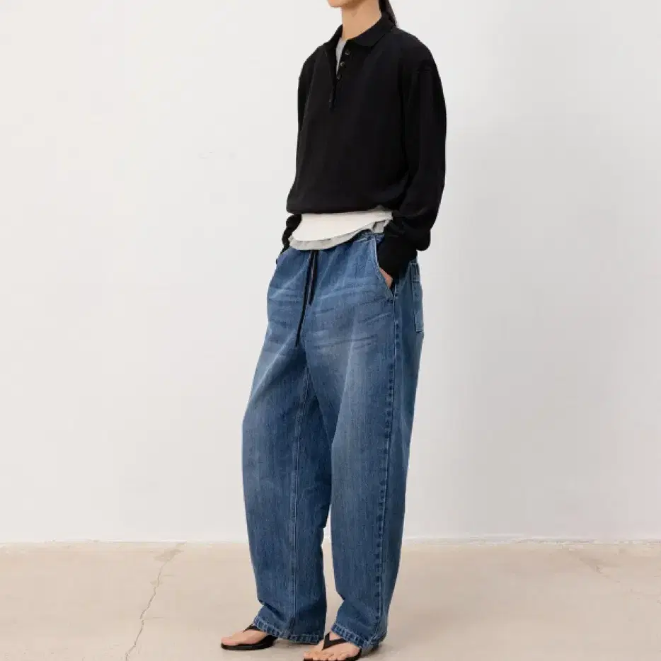 ◆MOONDAL◆ Hudson Banding Denim in White Moondal Banding Denim XS Hudson Banding Denim #문달,#문달