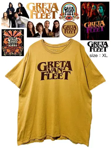 GRETA VAN FLEET 티셔츠 XL 베이지 USA 구제 의류