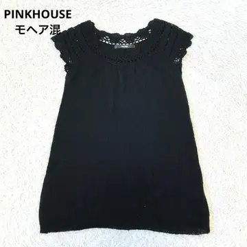 PINKHOUSE 핑크하우스 모헤어 혼방 니트 레이스 튜닉 블랙