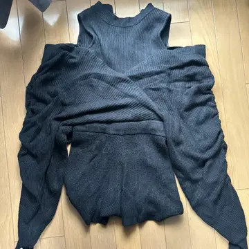 GYDA 다크 그레이 리브 니트 셋업