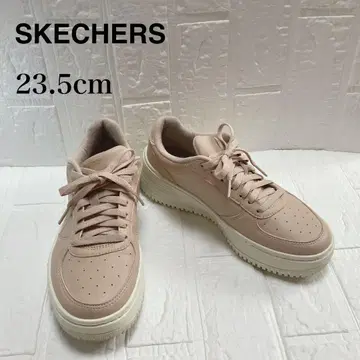 SKECHERS 메모리 폼 스니커즈 23.5 핑크 가죽 통굽 새상품급