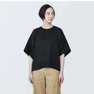 무인양품 헨프 레이온 반팔 블라우스 M 블랙