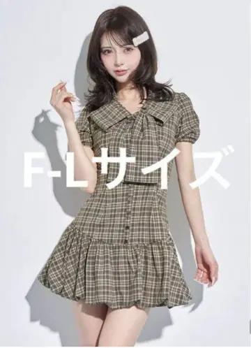 Darich 빅 리본 벌룬 체크 미니 원피스