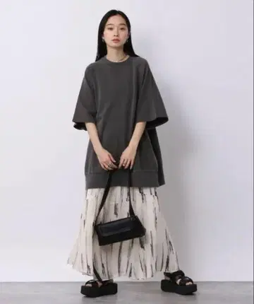 택 포함 새상품 JEANASIS 빈티지 미니 우라케 빅 SS 차콜 그레이