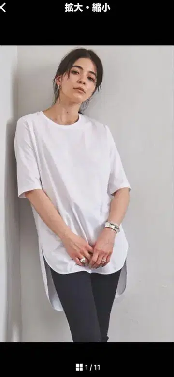 신상품 미사용 에이트 ATON 라운드 헴 반팔 티셔츠 M 흰색 화이트