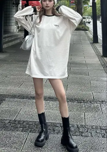 사이드 고어 부츠 블랙 통굽 검정 23.5