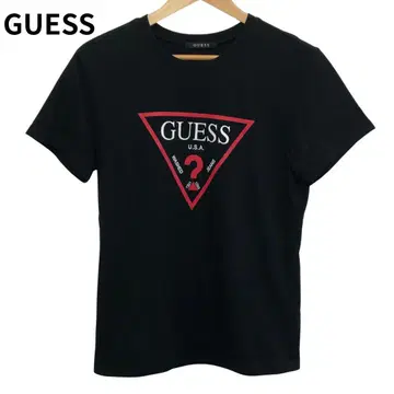 GUESS 티셔츠 브랜드 로고 프린트 여성용 캐주얼 블랙