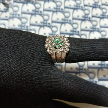 플라워 반지 에메랄드 마카사이트 14 사이즈 실버