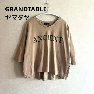 야마다야 GRANDTABLE 5부 소매 티셔츠 9호 베이지 코튼 100%