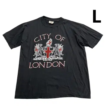80년대 파키스탄산 티셔츠 L 흑먹색 CITY OF LONDON 파키 면