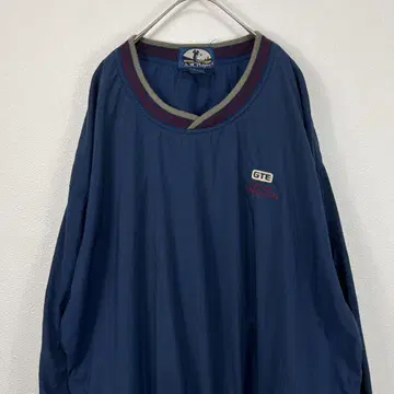 USA 구제 의류 90s GTE 나일론 풀오버 자수 네이비 골프