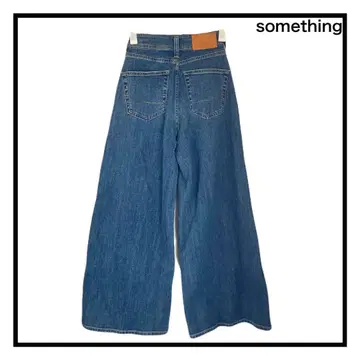 SOMETHING LISA 와이드 데님 팬츠 여성용 네이비 일본제