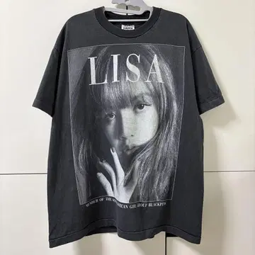 Blackpink Lisa 리사 블랙 핑크 빈티지풍 티셔츠 구제 의류