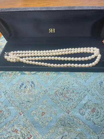 화이트 펄 2줄 목걸이 케이스 포함